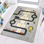 Tapis enfant Circuit de voiture 80 x 150 cm - Gris