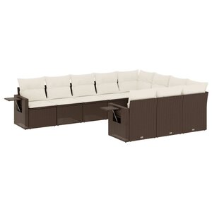 vidaXL Salon de jardin 10 Pièces avec coussins marron résine tressée