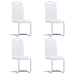 vidaXL Chaises à manger cantilever lot de 4 blanc similicuir