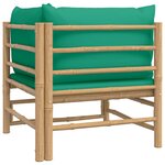 vidaXL Canapé d'angle de jardin avec coussins vert bambou