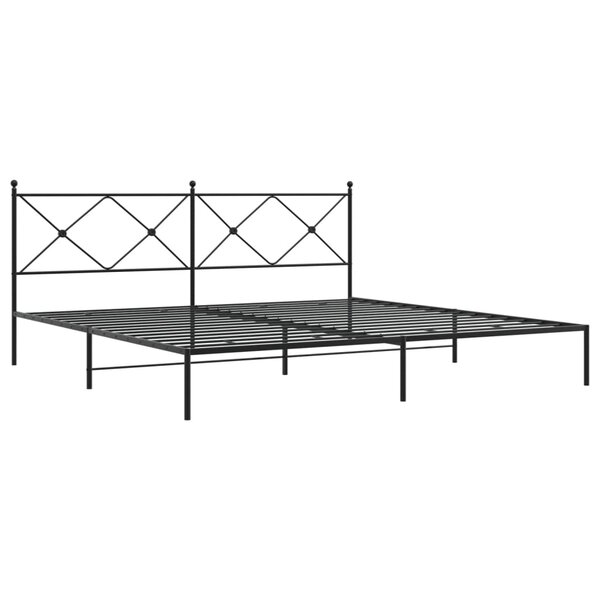 vidaXL Cadre de lit métal avec tête de lit noir 200x200 cm