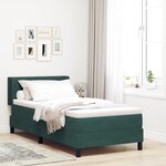 Lit à Ressorts Box avec Matelas Vert Foncé 90x190 cm Velours