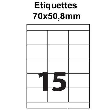 Étiquettes adhésives  70x50 8mm  (150 étiquettes) - blanc - 10 feuilles -t3azur