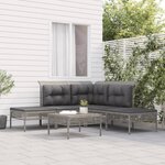 vidaXL Salon de jardin 6 Pièces avec coussins Gris Résine tressée