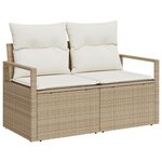 Ensemble de 6 Pièces de Canapé de Jardin avec Coussins Beige en Rattan Poly
