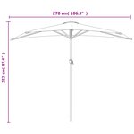 vidaXL Parasol de balcon avec mât en aluminium Bleu 270x144x222cm Demi