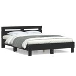 vidaXL Cadre de lit avec tête de lit noir 140x190 cm bois d'ingénierie