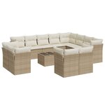 vidaXL Salon de jardin avec coussins 13 Pièces beige résine tressée