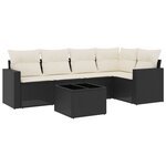 vidaXL Salon de jardin 6 Pièces avec coussins noir résine tressée