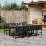 vidaXL Ensemble à manger de jardin avec coussins 9 Pièces noir textilène
