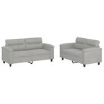 vidaXL Ensemble de canapés 2 Pièces coussins gris clair tissu microfibre