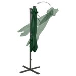 vidaXL Parasol déporté avec mât et lumières LED Vert 300 cm