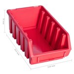 vidaXL Kit de bacs de stockage et panneaux muraux 34 Pièces Rouge et noir