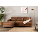 Canapé d'angle gauche 4 places contemporain - Tissu Marron vintage 215 x 140 cm