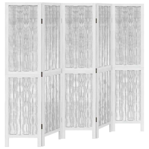 vidaXL Cloison de séparation 5 panneaux blanc bois de paulownia massif