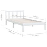 vidaXL Cadre de lit Blanc Bois de pin massif 90x200 cm