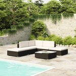 vidaXL Salon de jardin avec coussins 6 Pièces résine tressée noir