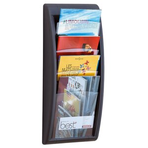 Présentoir Quick Fit System - Mural - 4 cases A4 - Anthracite