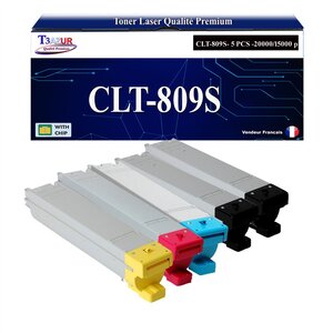 T3AZUR - 5x Toners compatibles avec Samsung CLT-Y809S pour Samsung CLX-9201NA CLX-9251NA CLX-9301NA MultiXpress C9201NA C9251NA C9301NA