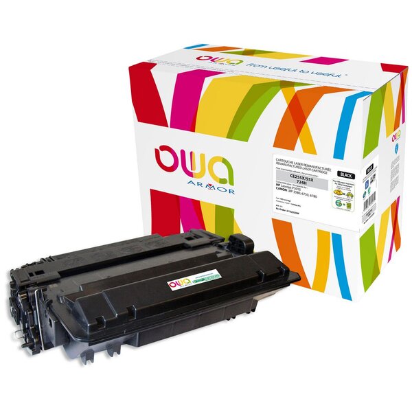 Toner d'encre remanufacturé, compatible pour HP 55X CE255X - Noir