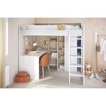 Lit combiné mezzanine enfant - Décor Pin Petterson - Sommier inclus - 90 x 200 cm