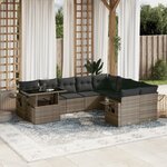 vidaXL Salon de jardin avec coussins 10 Pièces gris résine tressée