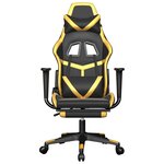 vidaXL Chaise de jeu de massage avec repose-pied Noir&Doré Similicuir