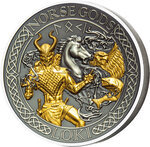 Pièce de monnaie en Argent 1 Dollar g 62.2 (2 oz) Millésime 2022 Norse Gods Plating LOKI