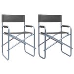 vidaXL Chaises de metteur en scène 2 Pièces Acier Gris