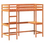 vidaXL Lit superposé avec bureau cire marron 75x190 cm bois pin massif