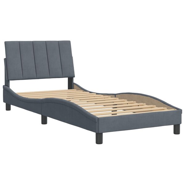 vidaXL Cadre de lit avec tête de lit Gris foncé 90x190 cm Velours