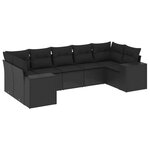 vidaXL Salon de jardin 7 Pièces avec coussins noir résine tressée