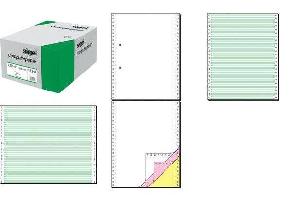 papier listing sans fin, 240 x 30,48 cm (12'), A4, 80g, MP, 200f SIGEL