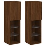 vidaXL Meubles TV avec lumières LED 2 Pièces chêne marron 30 5x30x102 cm