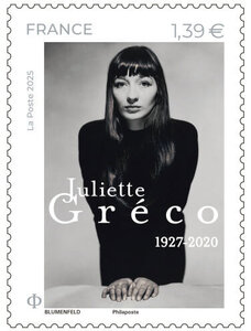 Timbre - Juliette Gréco (1927-2020) - Lettre verte