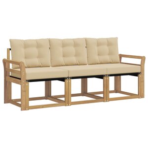 vidaXL Ensemble de canapés d'extérieur 3 Pièces Blanc et Beige