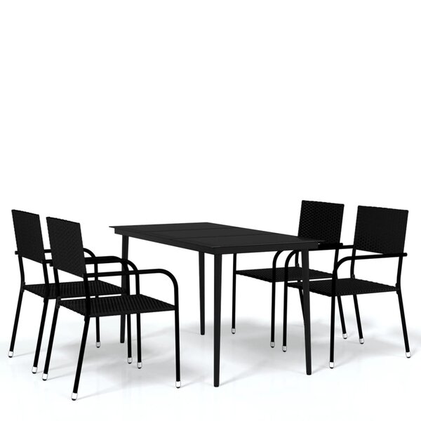 vidaXL Ensemble à manger de jardin 5 Pièces Noir