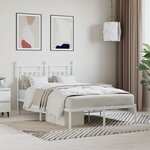 vidaXL Cadre de lit métal avec tête de lit blanc 120x190 cm