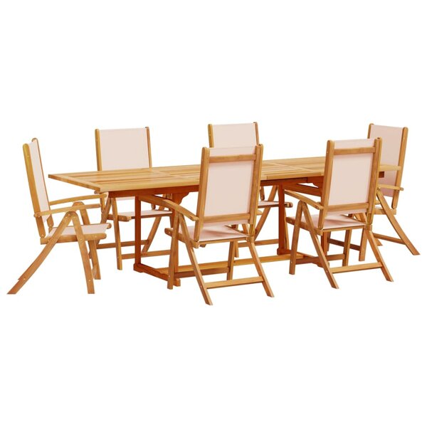vidaXL Ensemble à manger de jardin 7Pièces bois d'acacia solide textilène