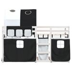vidaXL Lit superposé avec rideaux blanc/noir 75x190 cm bois pin massif