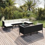 vidaXL Salon de jardin 11 Pièces avec coussins Résine tressée Noir