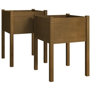 vidaXL Jardinières 2 Pièces Marron miel 50x50x70 cm Bois de pin massif