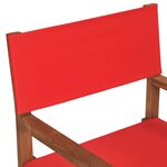 vidaXL Chaises de metteur en scène lot de 2 Bois de teck massif Rouge