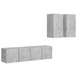 vidaXL Ensemble de meubles TV 4 Pièces Gris béton Bois d'ingénierie