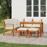 vidaXL Ensemble à manger de jardin 6 Pièces avec coussins Bois d'acacia