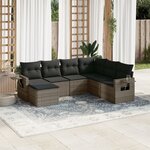 vidaXL Salon de jardin avec coussins 7 Pièces gris résine tressée