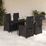 vidaXL Ensemble à manger de jardin coussins 5Pièces Noir Résine tressée