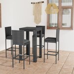 vidaXL Ensemble de bar d'extérieur 5 Pièces coussins Résine tressée Gris