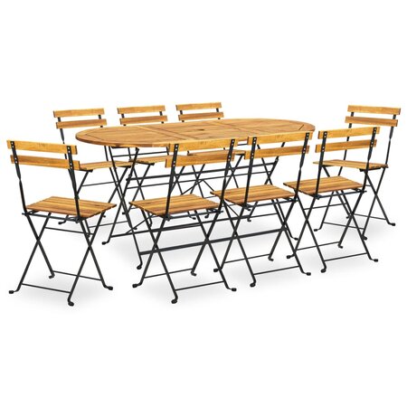 vidaXL Mobilier à dîner d'extérieur pliable 9 Pièces Bois d'acacia solide