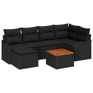 vidaXL Ensemble de canapé de jardin 7 Pièces Noir